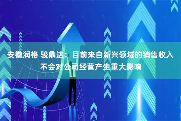 安徽润格 骏鼎达：目前来自新兴领域的销售收入不会对公司经营产生重大影响
